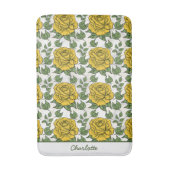 Gele florale naadloze patroonnaam badmat (Voorkant Verticaal)