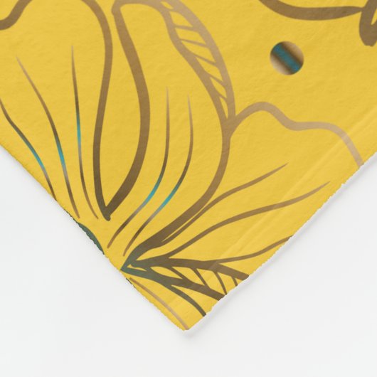 Gele florale naadloze patroonnaam fleece deken (Hoek)