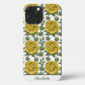 Gele florale naadloze patroonnaam iPhone hoesje (Achterkant)