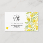 Gele florale waterverf koele logo orde dank u visitekaartje (Achterkant)