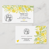 Gele florale waterverf koele logo orde dank u visitekaartje (Voorkant / Achterkant)