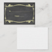 Gele Flourish Chalkboard Place Card Plaatskaartje (Voorkant / Achterkant)