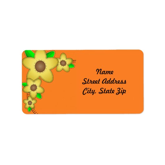 Gele Flower Background Address Sticker (Voorkant)
