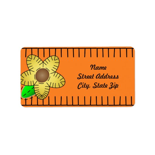Gele Flower Background Address Sticker (Voorkant)