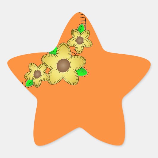 Gele Flower Background Star-Sticker Ster Sticker (Voorkant)