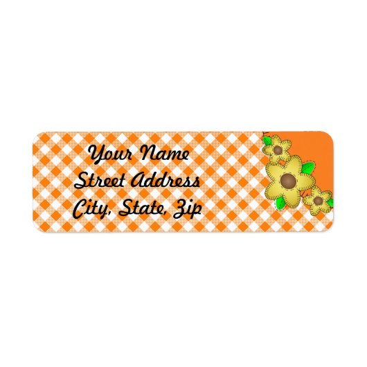 Gele Flower GinBackground Return Address Sticker (Voorkant)