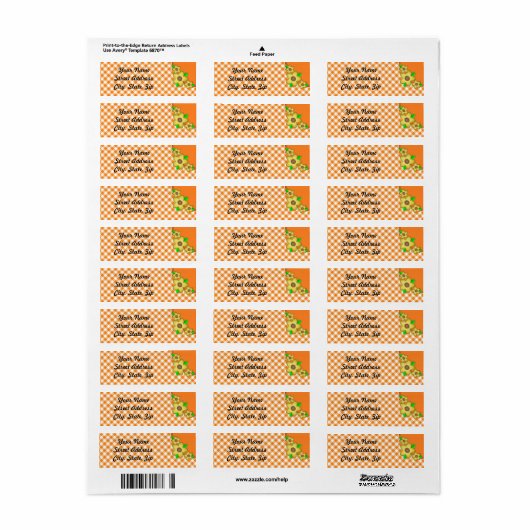 Gele Flower GinBackground Return Address Sticker (Full Sheet)