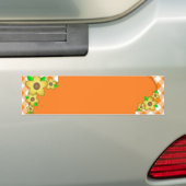 Gele Flower Gingham Background Bumpersticker (Op auto)