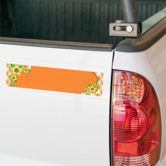 Gele Flower Gingham Background Bumpersticker (Op Truck)