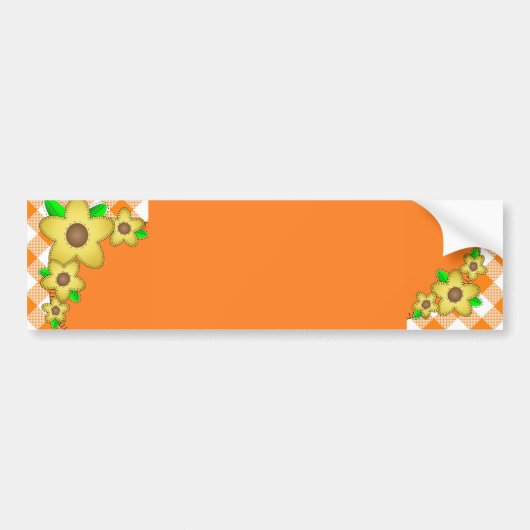 Gele Flower Gingham Background Bumpersticker (Voorkant)