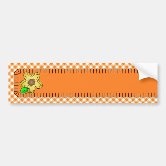 Gele Flower Gingham Background Bumpersticker (Voorkant)