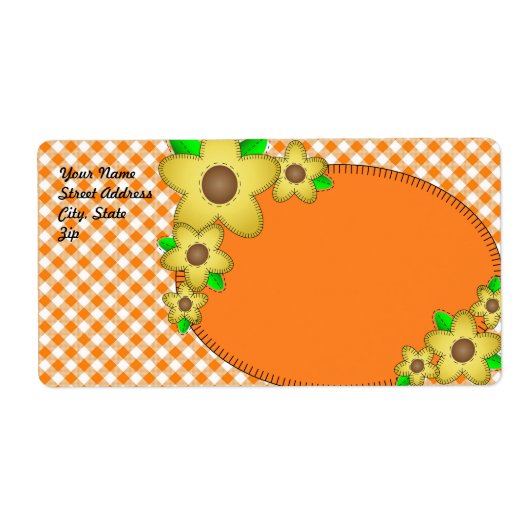 Gele Flower Gingham Background Shipping Label (Voorkant)