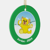 Gele fluffy Cub Keramisch Ornament (Rechts)