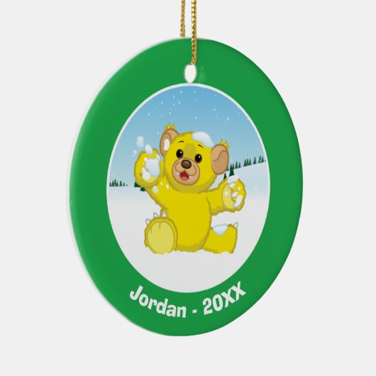 Gele fluffy Cub Keramisch Ornament (Rechts)