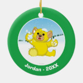 Gele fluffy Cub Keramisch Ornament (Achterkant)