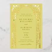 Gele Folie Art Nieuwe Arch Folie Uitnodiging (Voorkant)