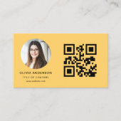 Gele foto met QR-code social media Visitekaartje (Voorkant)
