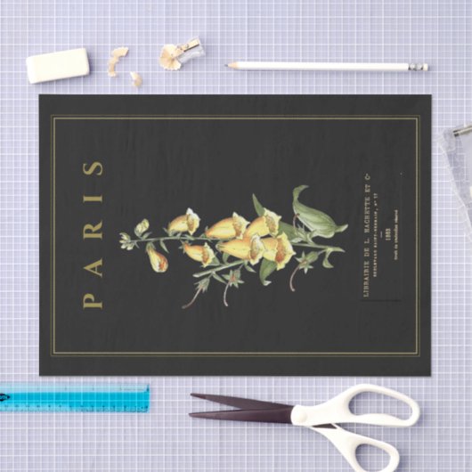 Gele Foxglove Flower French Decoupage Black Tissuepapier (Craft)