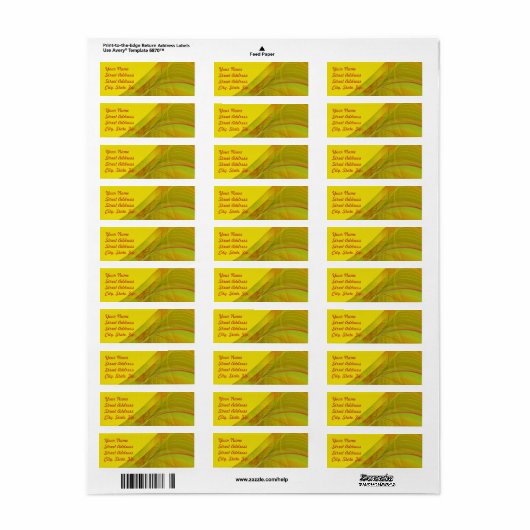 Gele Fractal Background Return Address Sticker (Full Sheet)