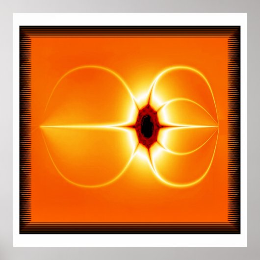 Gele fractal met Oranje achtergrond Poster (Voorkant)