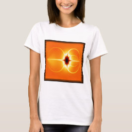 Gele fractal met Oranje achtergrond T-shirt