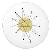 Gele Franciscaanse Starburst Mid Century Modern Keramische Knop (Voorkant)