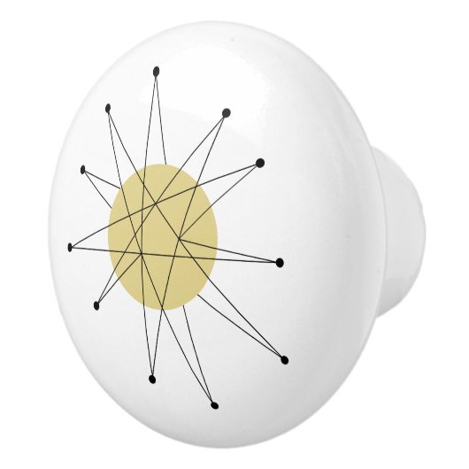 Gele Franciscaanse Starburst Mid Century Modern Keramische Knop (Rechts)