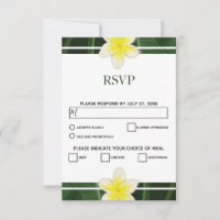 Gele Frangipani Plumeria Wedding RSVP Kaarten