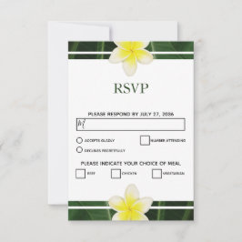Gele Frangipani Plumeria Wedding RSVP Kaarten