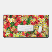 Gele frangipanis en rode rozen, bureaumat (Keyboard & Muis)
