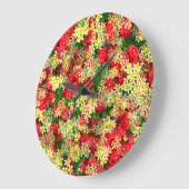Gele frangipanis en rode rozen, wandklok (Hoek)