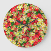 Gele frangipanis en rode rozen, wandklok (Voorkant)