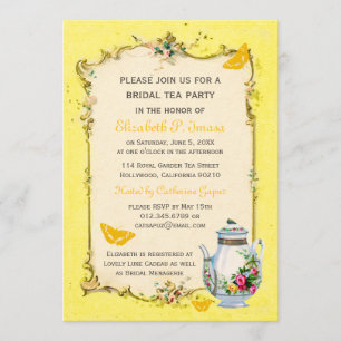 Gele  Franse Bridal Tea Party Kaart