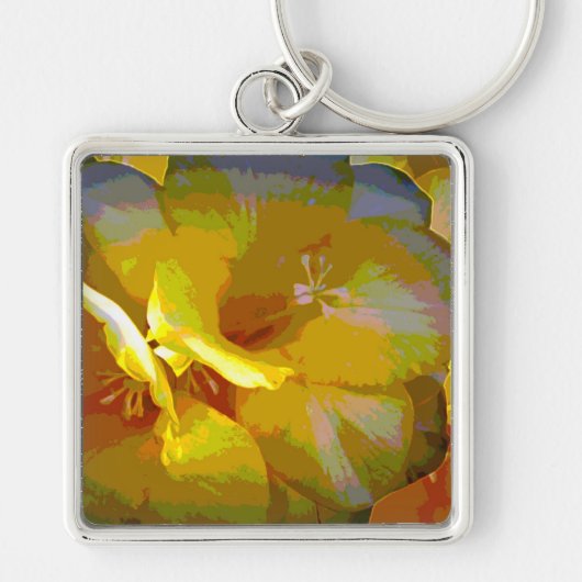 Gele Freesia Digital Manipulation Sleutelhanger (Voorkant)