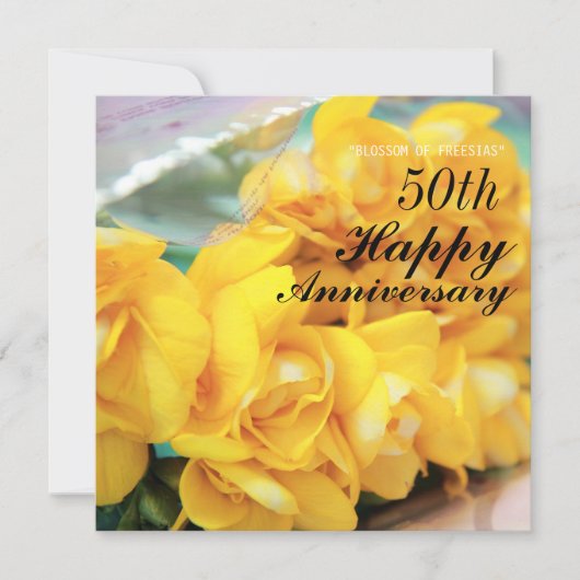 Gele Freesia's 50ste Huwelijksjubileum Kaart (Voorkant)