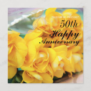 Gele Freesia's 50ste Huwelijksverjaardag Kaart
