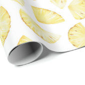 Gele Fruit Ananassen Verjaardag Cadeaupapier (Rol Hoek)
