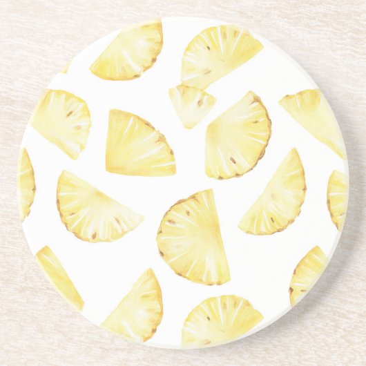 Gele Fruit Ananassen Zandsteen Onderzetter (Voorkant)