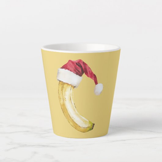 Gele Fruit Banaan Kerstman Hoed Latte Mok (Voorkant)