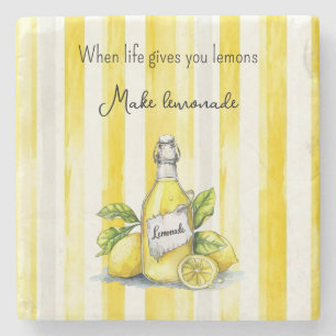 Gele Fruit Lemons Maakt Limonade Stenen Onderzetter