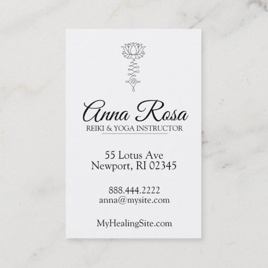*~* Gele Fuchsia Lotus Reiki Healing Yoga Reiki Visitekaartje (Achterkant)