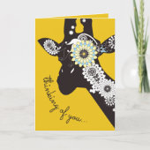 Gele Funky Cool Giraffe Humoureus denken aan jou Kaart (Voorkant)