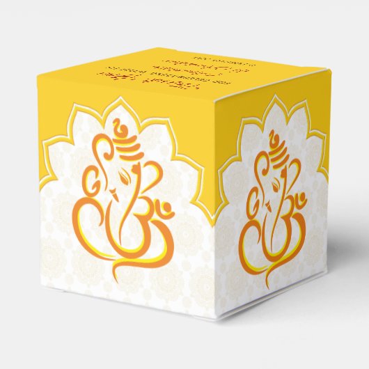 Gele Ganesha met mandala achtergrond Bedankdoosjes (Achterkant)