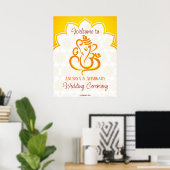 Gele Ganesha met mandala achtergrond Hindu Poster (Thuiskantoor)