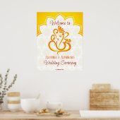 Gele Ganesha met mandala achtergrond Hindu Poster (Keuken)