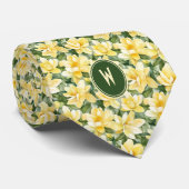 Gele Gardenias Floral Stropdas (Opgerold)