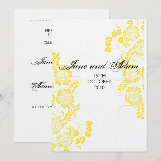 gele GEBEURTENIS INVITE Kaart (Voorkant / Achterkant)