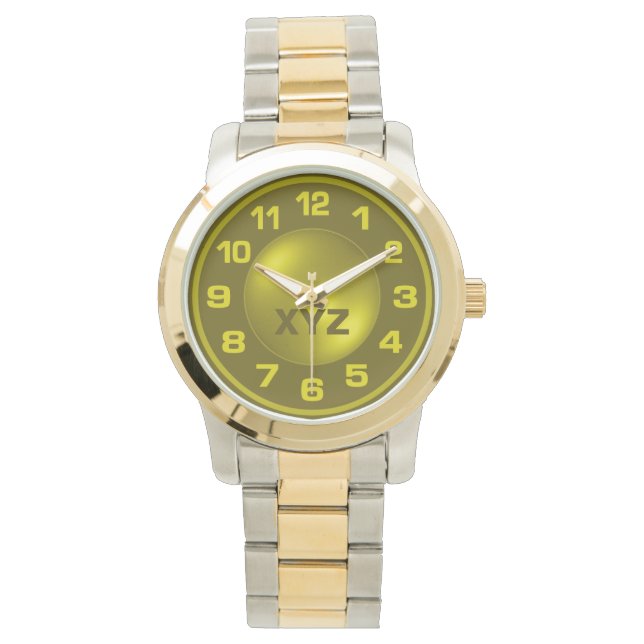 Gele gebrande, aangepaste Initialen horloges (Voorkant)