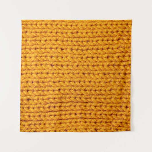 Gele gebreide wol textuur achtergrondpatroon wit wandkleed (Voorkant)