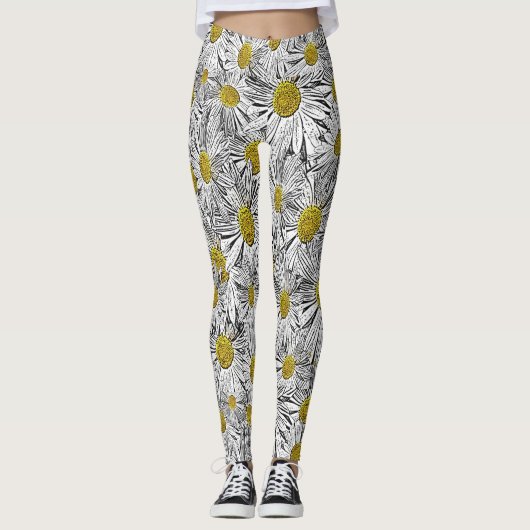 Gele gecentreerde dagen leggings (Voorkant)